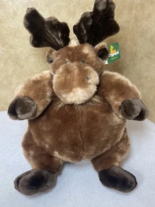 UniPak 12in Plumpee Moose Plush Soft Poseable Antlers Woodland Cabin Gift NWT - Picture 1 of 5