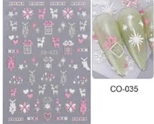 Nail Art Sticker SÜSS SORTIERT GEPRÄGTE DEKORATIONEN ROSA & WEISS C0-035 - Bild 1 von 1