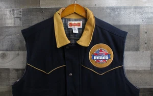 Gold Coast Western Vest Mens 2XL Navy Wool Zip Snap Wrangler NFR Rodeo Las Vegas - Picture 1 of 12