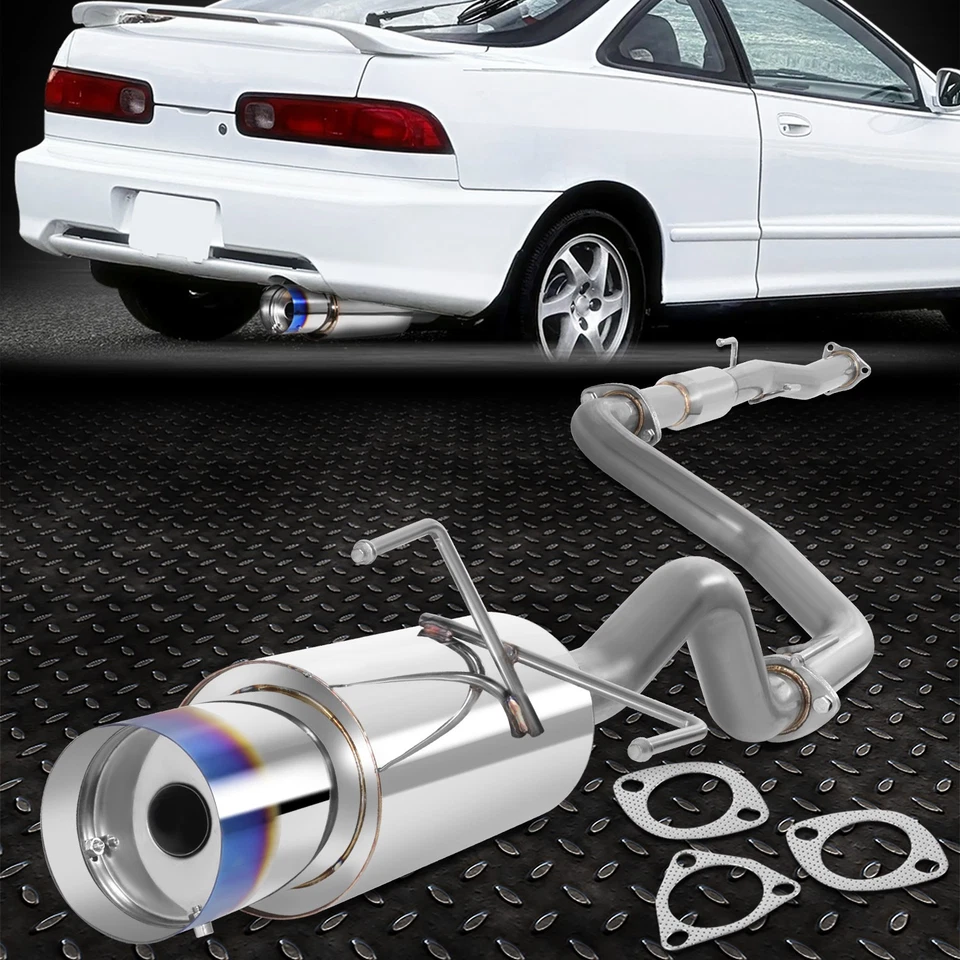 FOR 94-01 ACURA INTEGRA GS-R TYPE-R 4.5"BURNT MUFFLER TIP CATBACK EXHAUST SYSTEM - Изображение 1 из 1