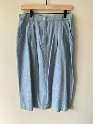Talbots Vintage Deadstock NWT Denim Skirt 14P Light Wash Pleated Cottagecore - Image 1 of 4
