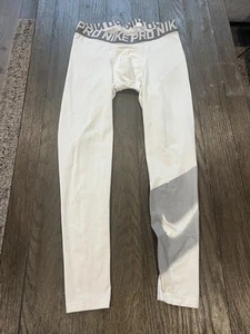 Mens Nike Pro “Swoosh” Spandex Tights Compression Pants White Medium - Picture 1 of 1