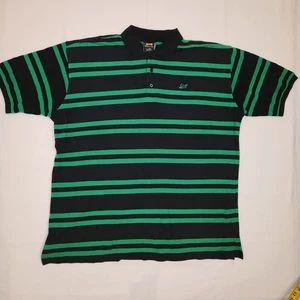 Drunknmunky Polo Shirt Mens 2XL Green Black Striped Golf Embroidered Mesh Cotton - Picture 1 of 24