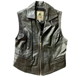 VTG Aldo Womens Lambskin Leather Collared Vest, Zip Sz M, Black - Picture 1 of 13