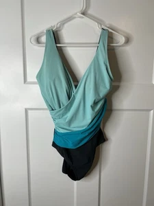 L.L. Bean Damen Badeanzug 12 Einteiler LSF 40 blau grau 6105 - Bild 1 von 7