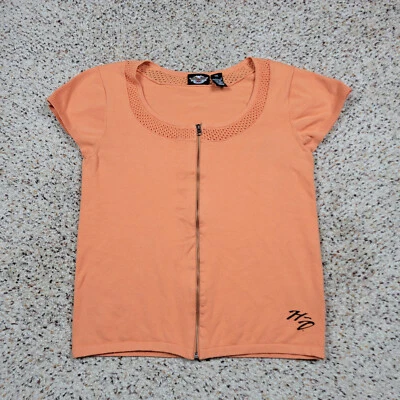 Camisa Harley Davidson Niñas 2XL XXL Naranja Cremallera Suéter Tejido Motociclista Niño Foto 1 de 4