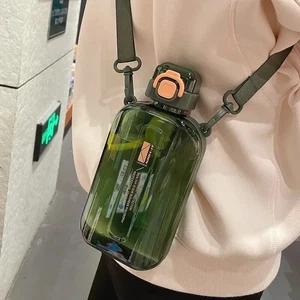Transparent Water Bottle Portable Travel with Adjustable Strap Bottle Camping - Picture 1 of 33