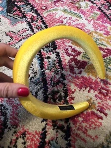 De colección Estilo Hecho a Mano Terciopelo Acolchado Grueso Tamaño Adulto Diadema Amarilla HF - Imagen 1 de 4