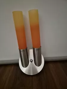 Wandleuchte Flurleuchte 2 Röhren Farbverlauf orange Schalter Edelstahl E14 - Bild 1 von 19