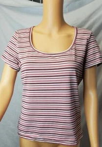 Camicia top blusa vintage anni 90 Jordache donna taglia grande rossa a righe elasticizzata - Foto 1 di 10