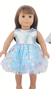 Passt 18" American Girl Puppenkleidung Prinzessin blau Party Abschlussball Tutu nur Kleid - Bild 1 von 2