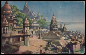 British India The Burning Ghat" Banaras Picture Postcard - Picture 1 of 2