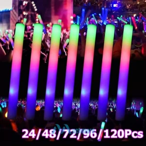 24-120 LED Light Up Foam Sticks Wand Rally Batons DJ Flashing Glow Stick Party - Picture 1 of 18
