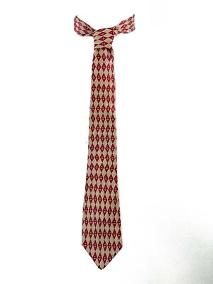Corbata de cuello de seda Van Heusen para hombre rojo y dorado diamante repetido con acento dorado  Foto 1 de 3