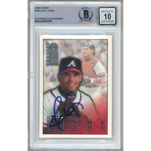 1998 Donruss Studio #184 Javy Lopez Signed Card Beckett AUTO 10 Slabbed Braves - Picture 1 of 5
