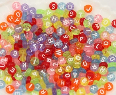 Lot Transparent Multicouleur Perle Lettre Alphabet Rond 7mm Braclet, Porte clé.. - Photo 1/2
