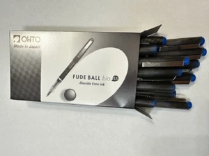 Ohto Fude-Ball Pens BLUE INK 1.5mm EXTRA BOLD  Direct From Japan 12 PENS - Picture 1 of 4