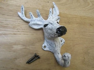 PACK OF 3 STAG HEAD HOOK rustic old vintage hanging coat hanger peg - Picture 1 of 1