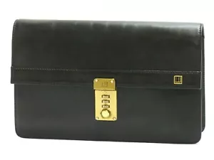 Authentic dunhill Leather Second bag Clutch bag Black 18698125 - Picture 1 of 24