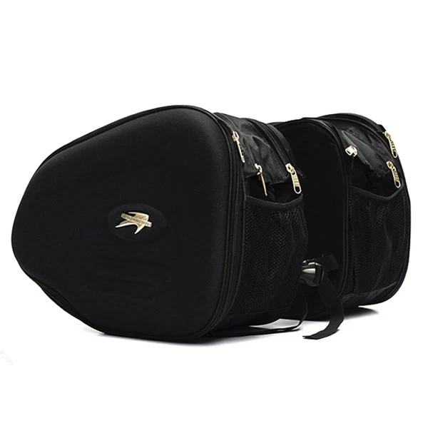 New Motorcycle Bike Waterproof Saddle Bag Helmet Side Luggage Bag Stealth Black  - Image 1 of 1