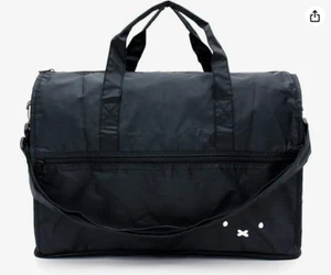New Miffy LARGE Rabbit ALL BLACK Travel Folding Boston Weekender 2-Way Bag Purse - Picture 1 of 9