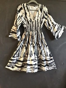 Ladies 1970s style dress, L / 14. Shirred Elasticated waist, flared sleeves midi - Picture 1 of 2
