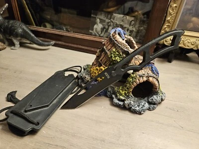 BUDK Black FIXED BLADE WITH HARD BOOT SHEATH- TANTO BLADE - Image 1 of 4