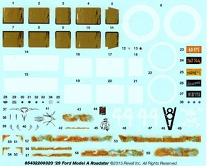 1/24 REVELL MONOGRAM '29 FORD MODEL A ROADSTER DECAL SHEET # 8543 NOS - Picture 1 of 1