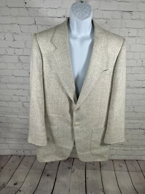 Daniel Hechter White Brown Woven Tweed Two Button Blazer Sport Coat 40R - Image 1 of 4