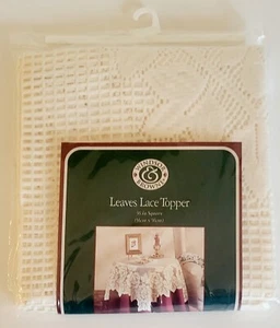Topper da tavolo vintage foglie ""Pizzo"" 1995 NOS NUOVO con scatola poliestere quadrato bianco - Foto 1 di 4