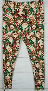 LuLaRoe Women's Christmas Leggings Green, Red & White with Santa Size TC2 New - Picture 1 of 3