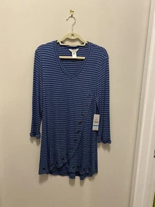Blusa mujer múltiple nueva con etiquetas rayas azules, tiene ojales como detalles. Cuello en V Talla XL - Imagen 1 de 12
