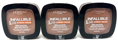 (3) Loreal Infallible 24H Fresh Wear Bronzer Sealed 0.31 oz Each 500 - Dark - Image 1 of 3