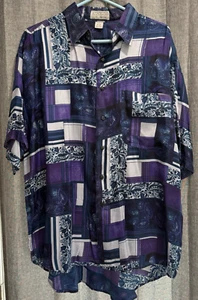 Autumn Mountain NY 100% Silk Button Up Vintage Shirt Mens Size Large Lightweight - Picture 1 of 6