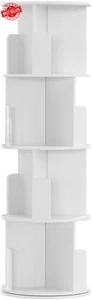 4 Tier Corner Bookshelf Swivel Display Rack CD DVD Storage White - Picture 1 of 12