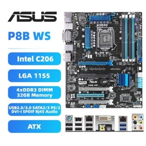 ASUS LGA1155 Motherboard P8B WS Intel C206 DDR3 for 2nd Intel Xeon/Core i3/i5/i7 - Picture 1 of 10