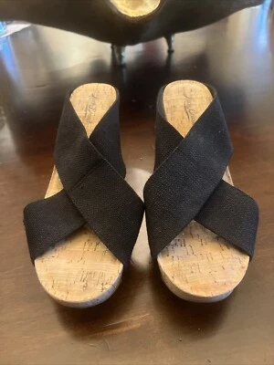 Lucky Brand Black Miller Wedge Strap Shoes/Sandals - Size 9.5M - Imagem 1 de 4
