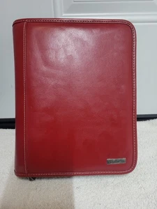 Franklin Covey Classic Zipper Planner raccoglitore ad anelli rilegato pelle rossa 7 anelli LEGGI - Foto 1 di 7