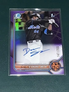 Bowman Draft 2022 cromo D'Andre Smith púrpura/250 autógrafo - Imagen 1 de 2