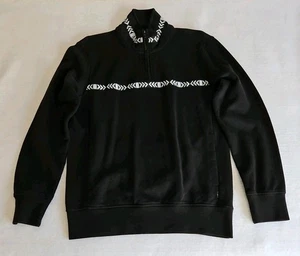 American Eagle Quarter Zip Sweatshirt Black/White Aztec Trim Mens Size Small New - Picture 1 of 10