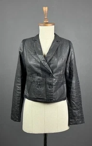 LURDES BERGADA Linen Black Avant Garde Double Breasted Blazer Jacket Size S - Picture 1 of 16