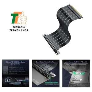 Elegant 300mm PCI-E 4.0 Riser Cable with 90-Degree Connector for Neat Cabling - Photo 1/12