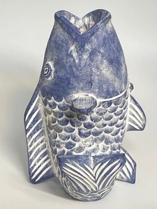 Blau & weiß Fisch Kunst Figur/Kerzenhalter, 5,5" hoch - Bild 1 von 6