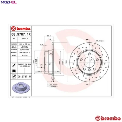 2x BRAKE DISC 08.9787.1X FOR BMW N47D20C/A M47D20 N46B20B N43B20A 2.0L N45B16 - Image 1 of 4