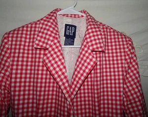Gap Vintage Y2K Damen rot Gingham Blazer Jacke Gr. 8 gebraucht, in einwandfreiem Zustand - Bild 1 von 4