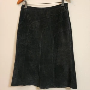 Vintage Alfani Wildleder Echtleder schwarz Rock knielang gefüttert Damen 4 schick - Bild 1 von 19