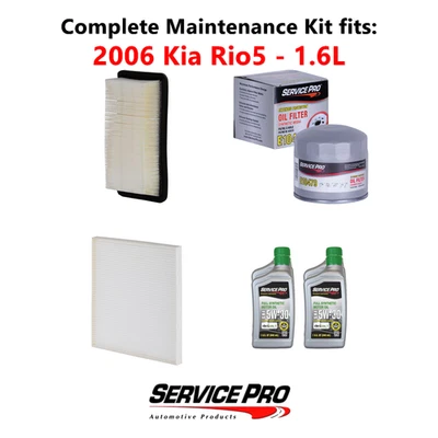 2006 Kia Rio5 1.6L Complete Air, Oil & Cabin Filter Kit (5W-30) Foto 1 de 4