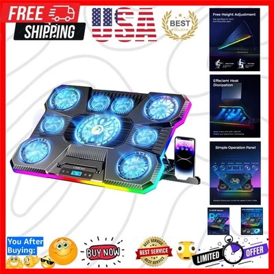 Refrigerador para computadora portátil Whisper-Silencioso con 10 modos RGB y pantalla LCD - Perfecto para jugadores Foto 1 de 4