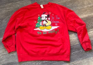 Vintage Disney Mickey Mouse Christmas Party Holiday Sweater Top Womans L Festive - Picture 1 of 4