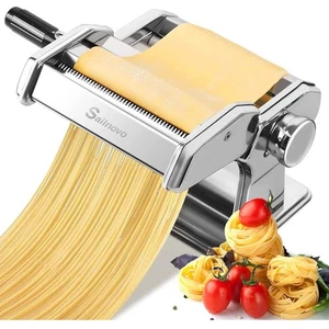 Nudelmaschine Pasta Maker Edelstahl Frische Manuell Pasta Walze Maschine Cutter - Picture 1 of 7